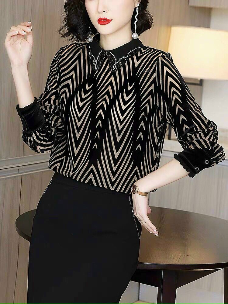 Áo Lụa Cổ Bẻ Đính Đá - SM62